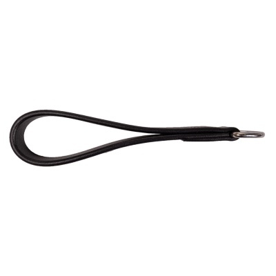 Pulseira preta de couro com argola metálica