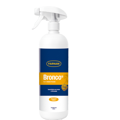Frasco branco com pulverizador de inseticida para moscas FARNAM Bronco e
