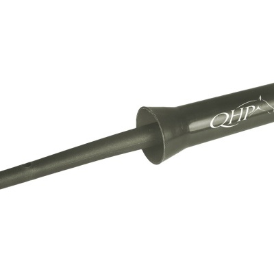 Suporte plástico cinza escuro com texto branco QHP.