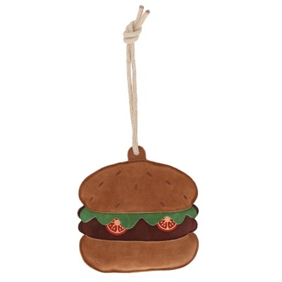 Bolsa ou porta-chaves em forma de hambúrguer em feltro com cordão