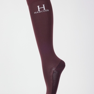 Meia bordeaux alta com logótipo HARCOUR branco