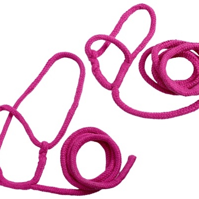 Corda de treino rosa fúcsia com alças e nós