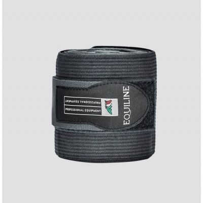 Venda elástica cinza escuro com fecho de velcro e etiquetas EQUILINE