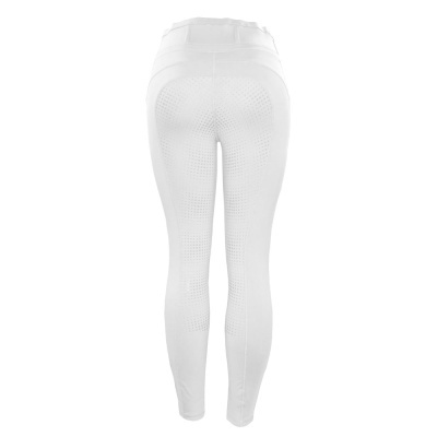 Calças de equitação femininas brancas com padrão texturizado vista traseira
