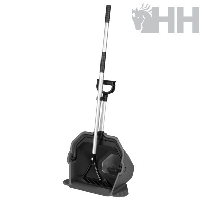 Pá de lixo com cabo longo e recipiente preto