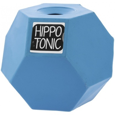 Peso de ginásio azul poliedro com etiqueta HIPPO TONIC