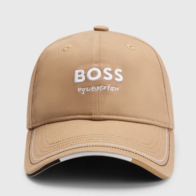 Boné bege com bordado branco BOSS equestrian