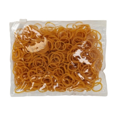 Saco transparente com argolas elásticas castanhas