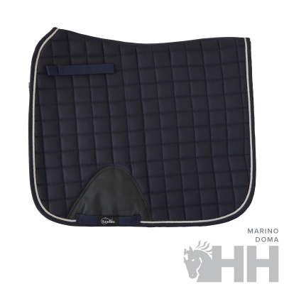 Tapa-sela quadrado azul-marinho com padrão e bordas brancas