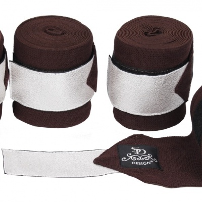 Quatro bandas elásticas castanhas com fecho branco e etiqueta preta AQB DESIGN