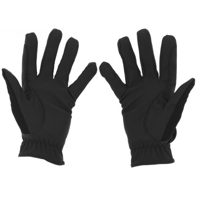 Par de luvas pretas elásticas com textura microperfurada