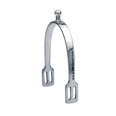 Espora metálica prateada com gravação lateral