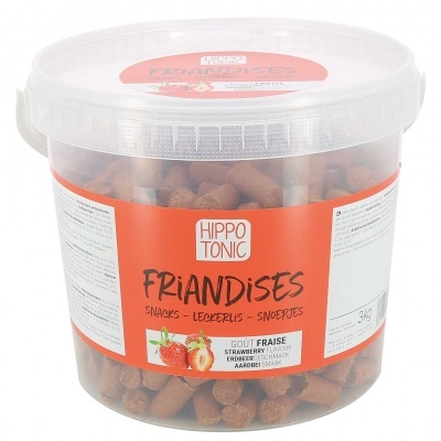 Recipiente plástico com snacks de morango Hippo Tonic