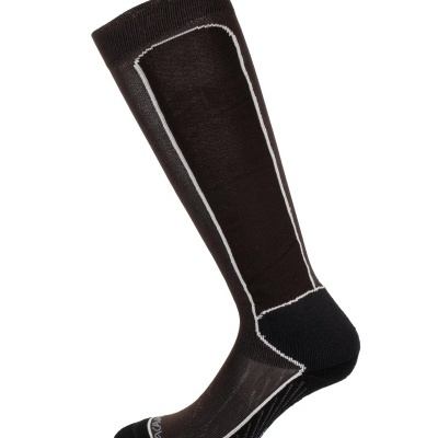 Meia preta comprida com detalhes brancos