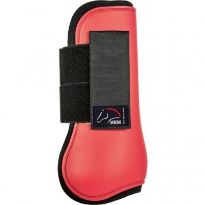 Perneira protetora coral com velcro preta e logo HKM