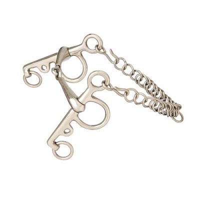 Acessório metálico prateado com ganchos e corrente
