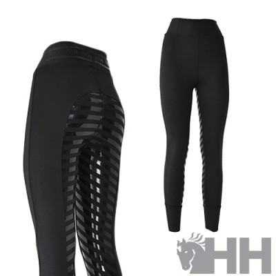 Leggings pretas com riscas transparentes nas laterais e logótipo HH cinzento no canto