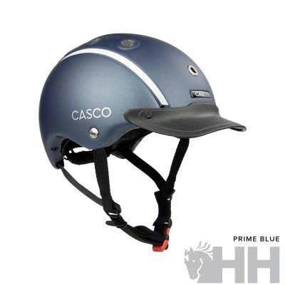 Capacete azul metálico CASCO com viseira negra e alças ajustáveis