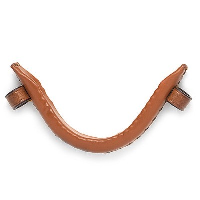alça ou pega em couro castanho claro com suportes circulares