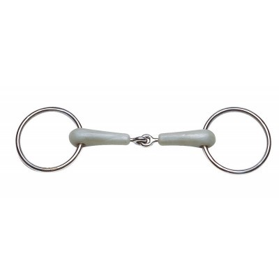 Freio de cavalo cinzento com argolas metálicas