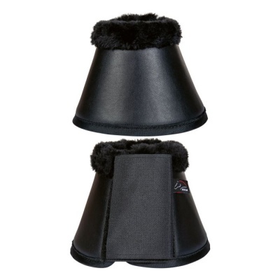 Campana preta para cavalo com acabamento em pele sintética e fecho em velcro