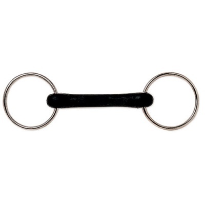 Mordida de cavalo com anéis metálicos e peça central preta