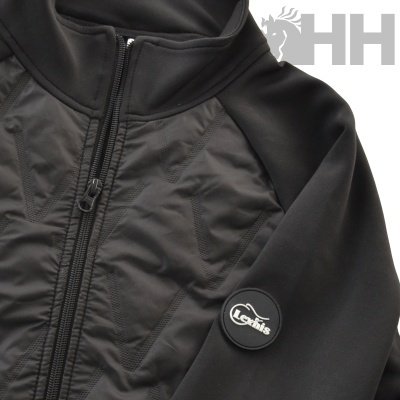 Casaco preto com padrão em relevo e bolso com logo Lexhis