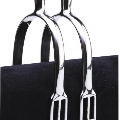 Par de esporas de metal prateado com botões dourados