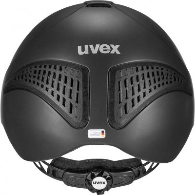 Capacete preto uvex com ventilação e ajuste traseiro