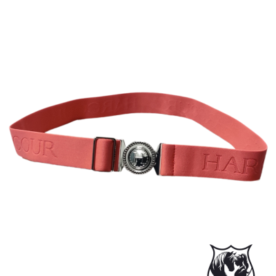 Cinta elástica cor-de-rosa com fecho metálico e logótipo GAMITO