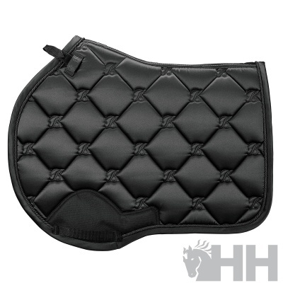 Manta para cavalo preta acolchoada com fechos de velcro e logótipo HH