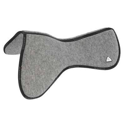 Espuma de sela de cavalo cinzenta com bordas pretas e etiqueta branca