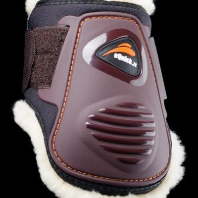 Protetor de casco para cavalo castanho com forro branco e velcro