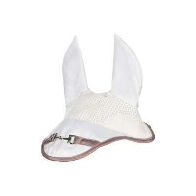 Touca branca para cavalo com orelhas e fecho metálico