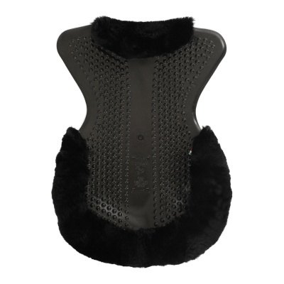 Colete ou proteção preta com detalhes em pele preta macia