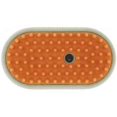 Espátula oval com superfície laranja texturizada e base bege