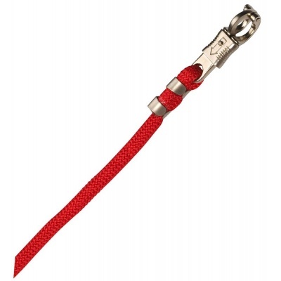 Cordão vermelho com fecho metálico prateado