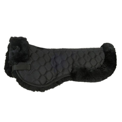 Manta para sela de cavalo acolchoada preta com pelo sintético