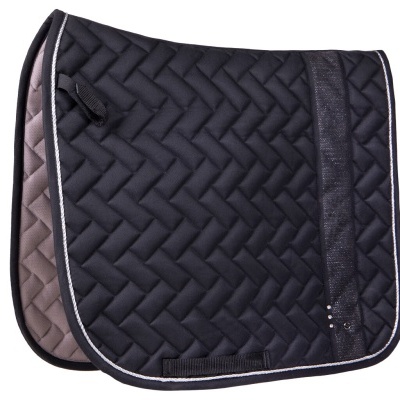 Sela para cavalo preta acolchoada com detalhes cinza
