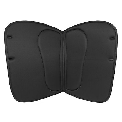 Almofada preta ergonómica para cadeira com zonas almofadadas.