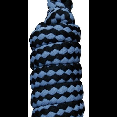 Corda trançada preta e azul com mosquetão metálico prateado