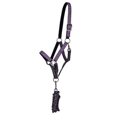 Cabresto para cavalo roxo com corda de segurança