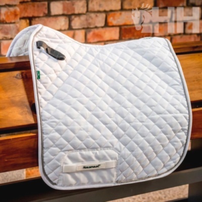 Tapete de sela branco acolchoado para cavalo com etiqueta Horsepad