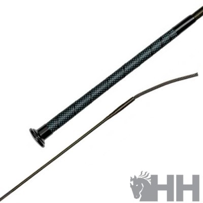 Dois cabos finos, um com textura de carbono e base preta, outro liso, fundo branco, logotipo HH com cavalo