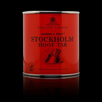 Lata vermelha de Stockholm Hoof Tar para cuidados de casco