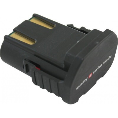 Cartucho de bateria recarregável pequena preta com contactos dourados e texto