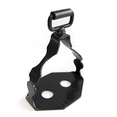 Estribo de metal preto com duas aberturas circulares