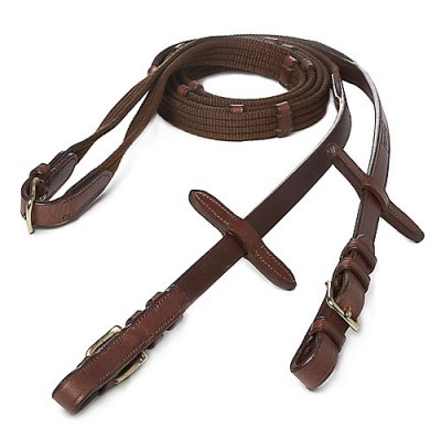 Rédea de cavalo castanha com acessórios metálicos dourados