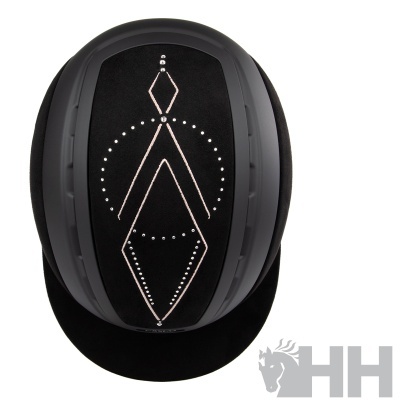 Capacete de equitação preto com detalhes em cristais e veludo