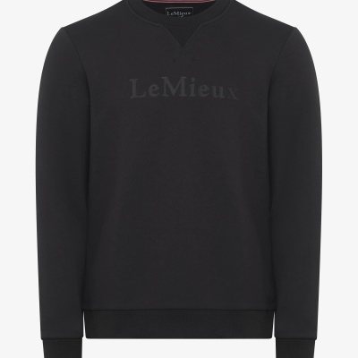 sweatshirt preta com logo LeMieux em relevo escuro